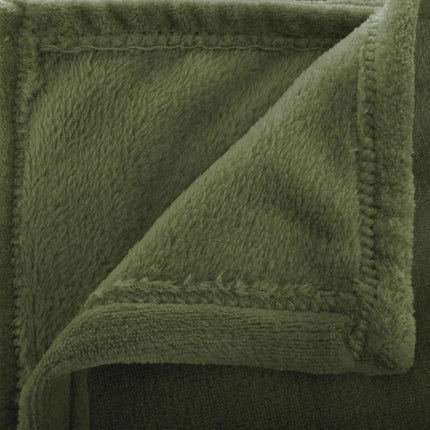 Atmosphera Plaid deken - olijfgroen - polyester - 130 x 180 cm - Bankdeken - Fleece plaid