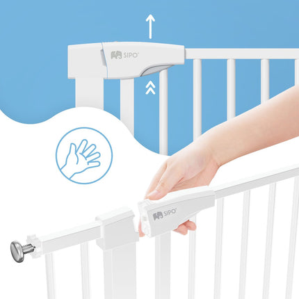 Babyveiligheidshek Wit 75-103 cm breed - Traphek met Automaatsluiting en Klembevestiging - Veiligheidsrek 80 cm Hoog - Sipo