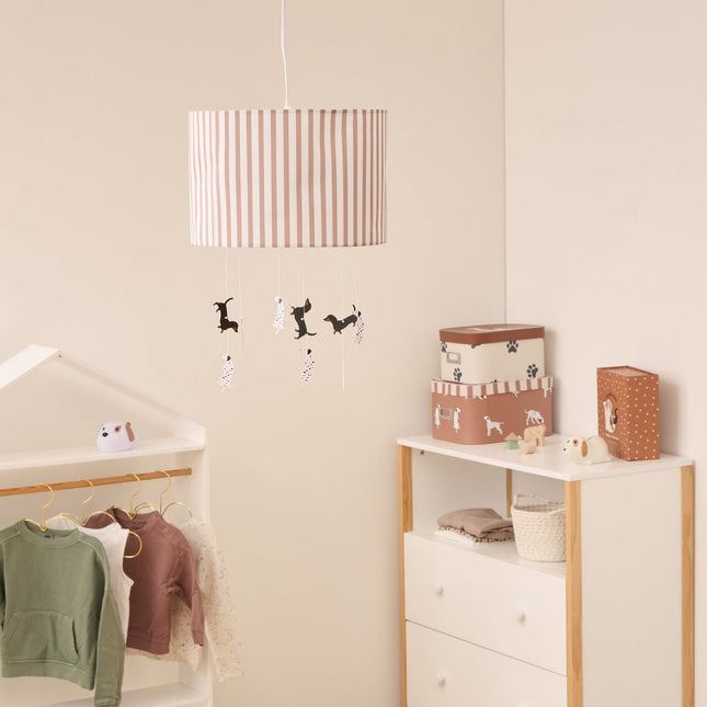 Atmosphera Kids kinderlamp/Hanglamp Woef - Ø29xH40cm - Bruin/Wit
