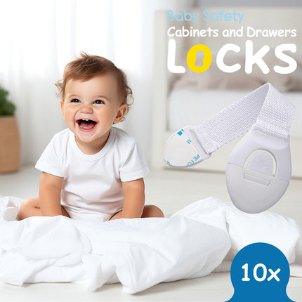 SIPO Kastbeveiliging - 10-delig Set Kinderveiligheid voor Kasten en Lades - Met Kliksysteem en Tape - SBS-216 - Baby en Kinder beveiliging tegen kasten en lades