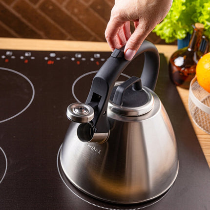 KLAUSBERG KB-7951 Fluitketel 2,5 L – RVS – Soft-Touch Handgreep – Inductie – Zilver