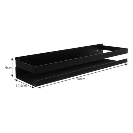 Ruhhy Wandplank - zwart - RVS - L50 cm - zwevend - industrieel - voor badkamer of keuken