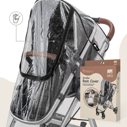 SIPO Regenhoes voor Kinderwagens - Waterdichte 3-in-1 Beschermhoes tegen Regen, Sneeuw en Wind - Transparant - Universeel Model voor de Meeste Stadsbuggy's en Wandelwagens - Windhoes Kinderwagen - Regenhoes
