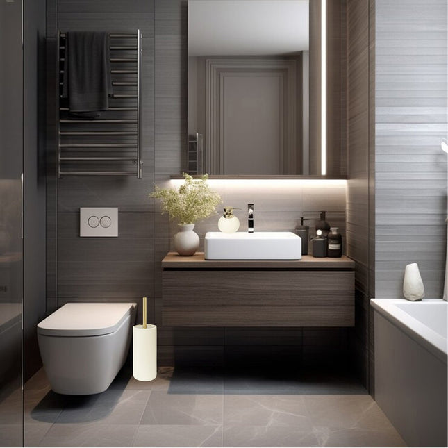 5Five Set van zeeppompje en toiletborstel - ivoor - kunststeen - Modern