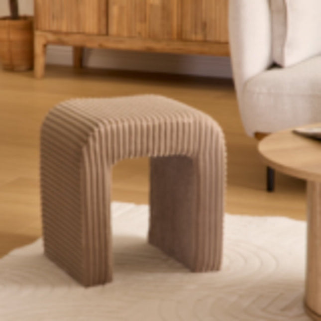 Atmosphera Sevi Poef - Corduroy - 41x36x43cm - Beige