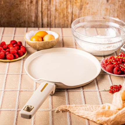 Klausberg KB-7965 Pannenkoekenpan | 24 cm | Anti-aanbaklaag | Geschikt voor Alle Kookzones Inclusief Inductie | Beige | Crepepan