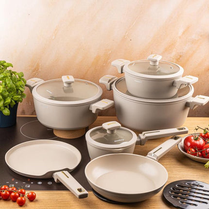 Klausberg KB-7967 Pannenset | 12-Delig | Anti-aanbaklaag | Geschikt voor Inductie | Beige