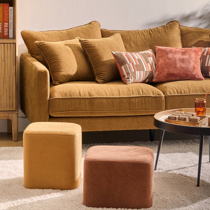 Atmosphera Poef 2-in-1 - 41x30x41cm - Amber/Oker