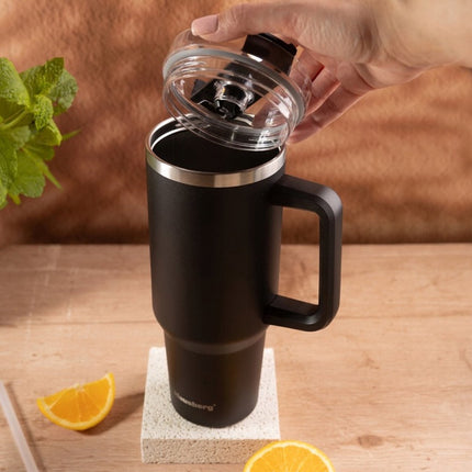 Klausberg KB-7942 Thermische Mok - 1100 ml - Dubbelwandige Isolatie - Met Handvat en Drinkdop - Geschikt voor Warme en Koude Dranken - Thermoskan - Thermosfles - Thermosbeker - Warmhouder voor Drank