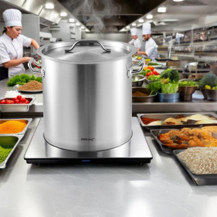 KINGHoff Kookpot 25 Liter - RVS Steel - Ø32 cm - Geschikt voor Inductie - Inclusief Deksel - Professionele Soeppan voor Grote Hoeveelheden - 25L