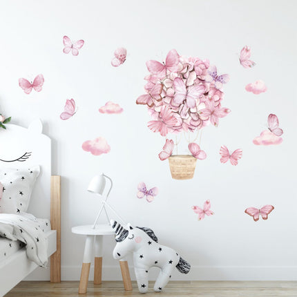 Wandsticker Roze Vlinders - Zelfklevende Muurdecoratie voor Kinderkamer - 53x88 cm - Vlinder Wandsticker voor Meisjeskamer en Babykamer