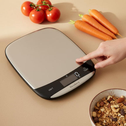Klausberg KB-7936 Digitale Keukenweegschaal 10 kg – RVS INOX, USB-C Oplaadbaar, 1g Nauwkeurig, TARE Functie, Vloeistofmeting