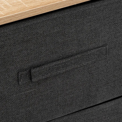 5Five Opbergmandkastje / nachtkastje - 2x manden - 45 x 30 x 51 cm - metaal/hout/stof - donkergrijs