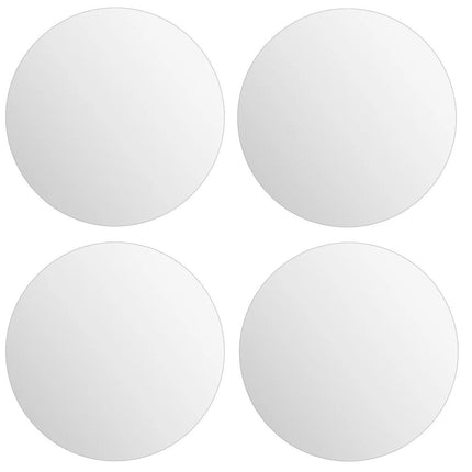 5Five Plak spiegels tegels - 4x stuks - glas - zelfklevend - 30 x 30 cm - rondjes - muur/deur/wand