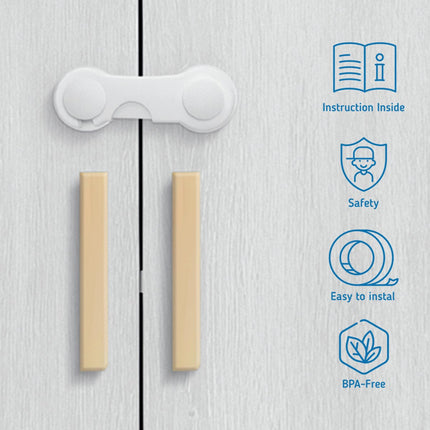 SIPO Meubelbeveiliging Set 10-delig - Kinderveiligheidsslot voor Kasten en Laden - Zelfklevend Wit ABS Plastic - Deur veiligheidsslot