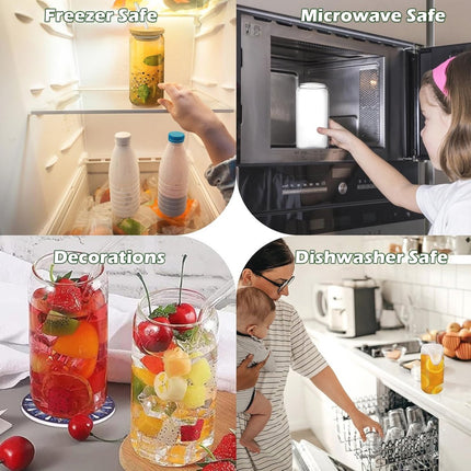 Bubble Tea Glazen Set - 4 Stuks 500 ml met Deksel en Rietje