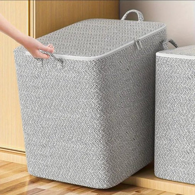Huishoudelijke Opbergtas met Grote Capaciteit - 110 Liter - Zachte Hoes - Niet-Geweven Stof - Kast- en Garderobeorganisator voor Dekbedden, Kleding en Speelgoed - Kubusvormige Opberghoes met Ritssluiting