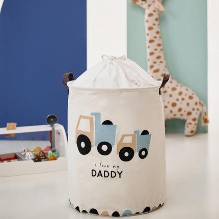 Truck Speelgoedopbergmand - Katoenen Opbergbox met "I Love My Daddy" - Kinderwasmand - 43 Liter - 35x35x45 cm - Sipo - Speelgoedmand - Kledingmand