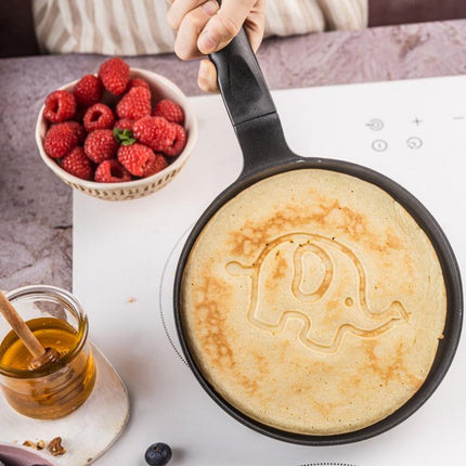 Klausberg KB-7974 Pannekoekenpan - Olifant Motief - Ø18 cm - Zwarte Antiaanbaklaag - Geschikt voor Alle Kookstellen Inclusief Inductie