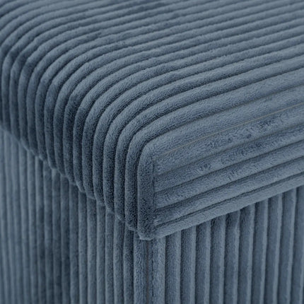 Hocker / Poef Essestial Ribcord - opvouwbaar - blauw - MDF/polyester - 38 x 38 cm - met opbergruimte - extra zitplaatsen
