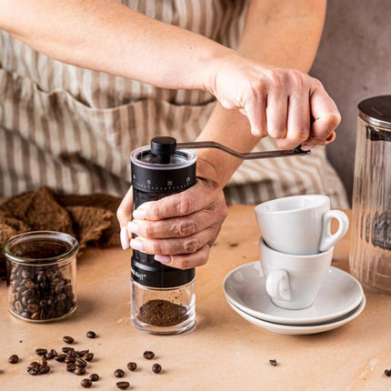 KINGHoff Handmatige Koffiemolen – Keramische Maalschijven – Traploze Maalgraad – Compact & Draagbaar – KH-2002