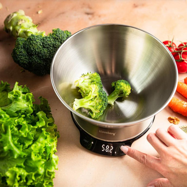 Klausberg KB-7939 Slimme Keukenweegschaal – 1,8L RVS Kom – Bluetooth & App – 5kg / 1g Precisie – LED Display
