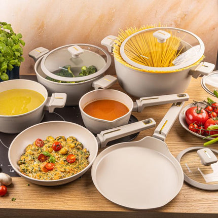 Klausberg KB-7967 Pannenset | 12-Delig | Anti-aanbaklaag | Geschikt voor Inductie | Beige