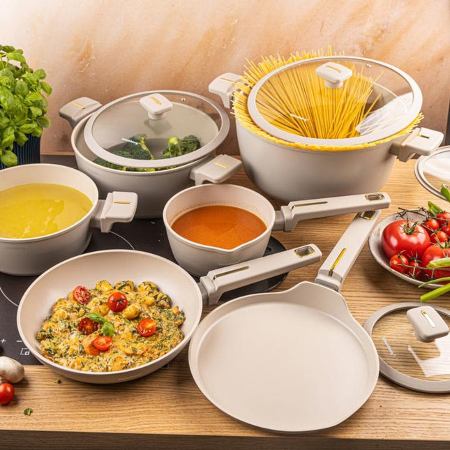 Klausberg KB-7967 Pannenset | 12-Delig | Anti-aanbaklaag | Geschikt voor Inductie | Beige