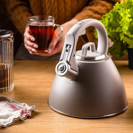 KLAUSBERG KB-7953 Fluitketel 2,5 L – Latte Beige Mat – RVS – Soft-Touch – Inductie – Met Fluit
