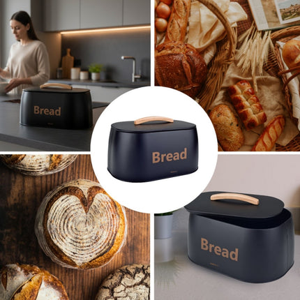 Kinghoff 1946 - Broodtrommel - houten handvat - metaal - zwart