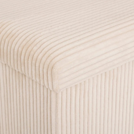 Hocker / Poef Essestial Ribcord - opvouwbaar - wit - MDF/polyester - 38 x 38 cm - met opbergruimte - extra zitplaatsen