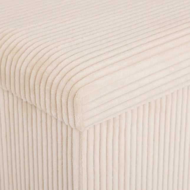 Hocker / Poef Essestial Ribcord - opvouwbaar - wit - MDF/polyester - 38 x 38 cm - met opbergruimte - extra zitplaatsen