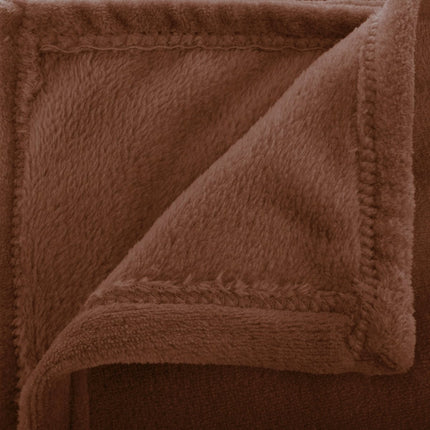 Atmosphera Plaid effen flanel fleece deken - 180x230 cm - Bruin