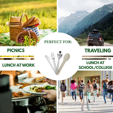 KINGHOFF 3-in-1 RVS Bestekset - Draagbaar Silliconen Etui - Inclusief Mes, Vork en Lepel - KH-1954 - Camping bestekset - Travelbestek set -