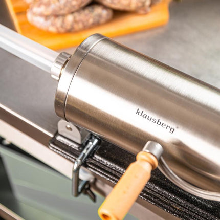 Klausberg KB-7928 Horizontale Worstvuller | 3 kg Capaciteit | RVS | Met Klemmen en Zuiger | Vleesvuller | Worstmaker