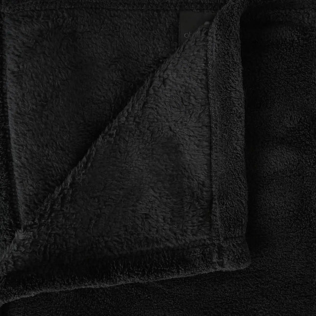 Atmosphera Grote Fleece bank deken/fleece plaid - zwart - 180 x 230 cm - polyester