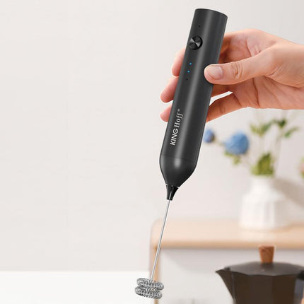 KINGHoff Elektrische Melkopschuimer – Draadloos – USB-C Oplaadbaar – 3 Snelheden – 2 Opzetstukken – KH-2001