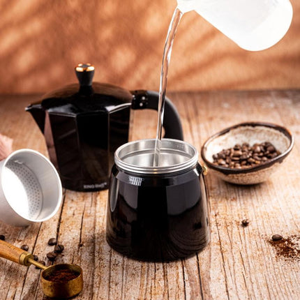 Kinghoff Aluminium Espressokoffiezetapparaat KH-1885 – 12 Kopjes – Zwart – Geschikt voor Inductie - 600ml - Percolator