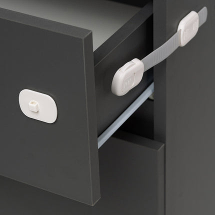 SIPO Kastbeveiliging - 6-delig Set Regelbare Sluiting voor Kasten en Lades - Kinderveiligheid - SBS-218 - Babyslot - Kinderslot - Kastslot voor Kinderen - Verstelbaar 8 tot 19.3cm