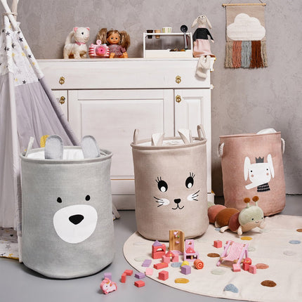 Konijnenhoofd Speelgoedopbergmand - XXL Waterdichte Opbergbox - Beige Knuffel Konijn - Polyester Kist - 63 Liter - 40x40x50 cm - Speelgoedmand - Kinderwasmand - Kledingmand - Sipo