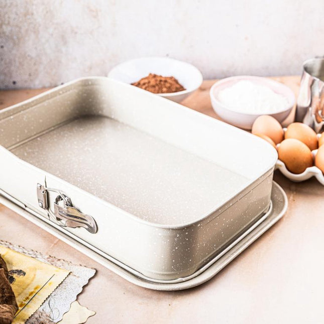 KINGHoff KH1978 Grote Rechthoekige Bakvorm 39x27x7,5 cm - XL Vorm voor Cheesecake, Ovenschotels en Taarten - Antiaanbaklaag - Ovenbestendig tot 220°C - Ovenvorm - Bakvorm - Cakevorm XL -