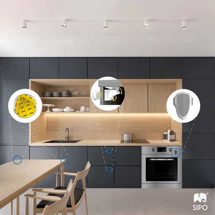 SIPO Magnetische Kastbeveiliging - Onzichtbare Blokkade Set 4-delig - Met Magneetsleutel - SBS-M4 - Ladebeveiliging - Kindersloten -