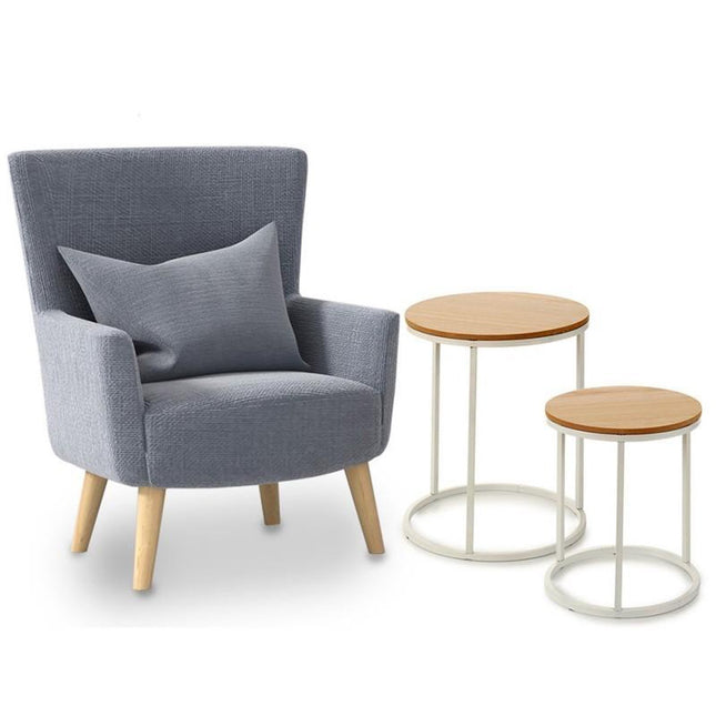Set van twee tafels met metalen poten en MDF blad in natuurlijke kleur. Functioneel en esthetisch als hulptafel JOUW UNIEKE TREND