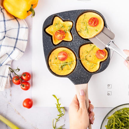 Klausberg 7807 - pan met 4 verschillende vakken voor Eieren - burgers - pannenkoeken - marmer - Anti-aanbakpan