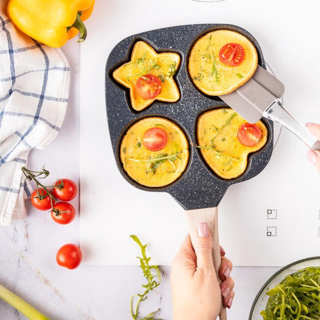 Klausberg 7807 - pan met 4 verschillende vakken voor Eieren - burgers - pannenkoeken - marmer - Anti-aanbakpan