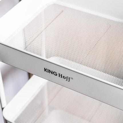 Kinghoff KH-1942 Mobiele 3-delige Stellingkar - Verrijdbare Opbergkar met Wieltjes - Wit - Badkamer Organizer - Keukenorganizer -