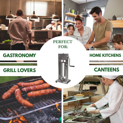 Klausberg Worstenvuller 5 kg - RVS - Verticaal Model KB-7930 - Professioneel voor Thuisgebruik - Incl. 4 Trechters - Handmatig