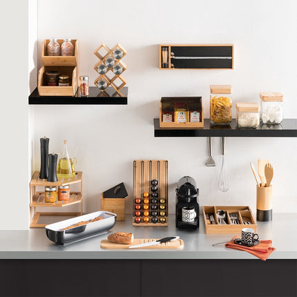 5Five voedsel/spullen voorraadpot - Glas met houten deksel - 2000 ml - Met luchtdichte sluiting