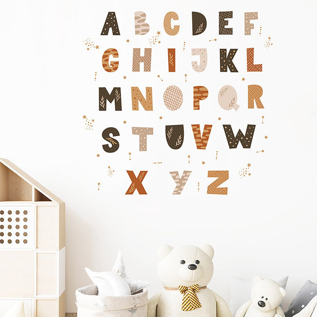 Sipo Wandsticker Alfabet Set - 4 Delige Letters voor Kinderkamer - 70x73 cm - Zelfklevend ABC voor Muur en Meubels - Muurstickers - Letter leren - Educatief