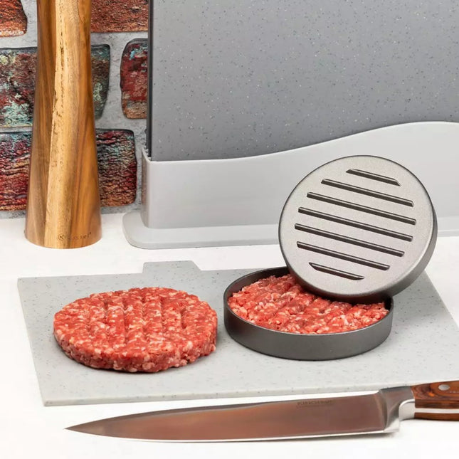 Kinghoff Hamburger Pers - Aluminium - Ø12 cm - Met Anti-Aanbaklaag en Ribbelpatroon - Model KH1740